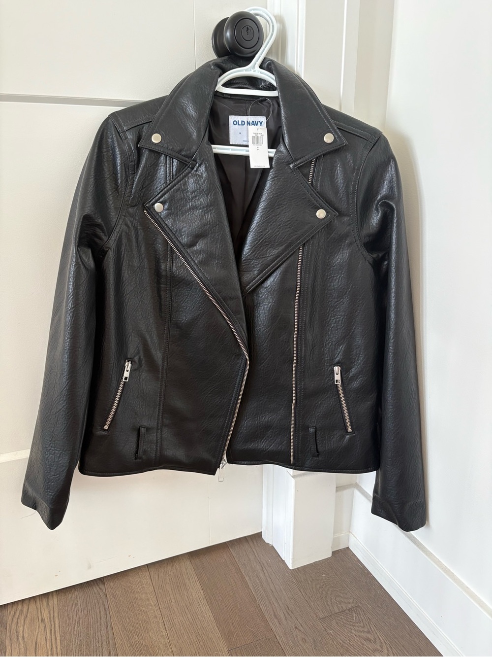 Old Navy Black Faux Leather Moto-Style Jacket
